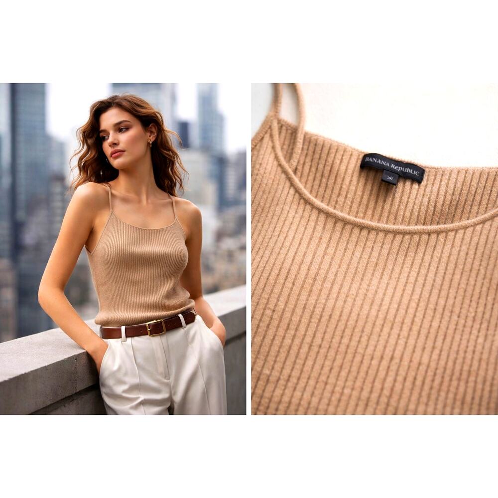 Banana Republic Ribbed Stylish Tan Women's Tank (L)